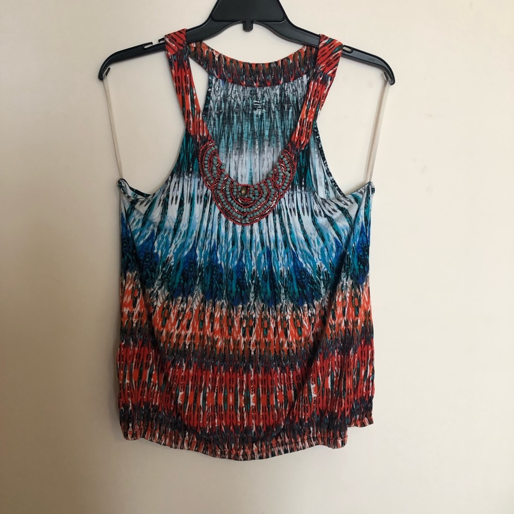 Beaded bold print tank top. Lane Bryant size 18/20